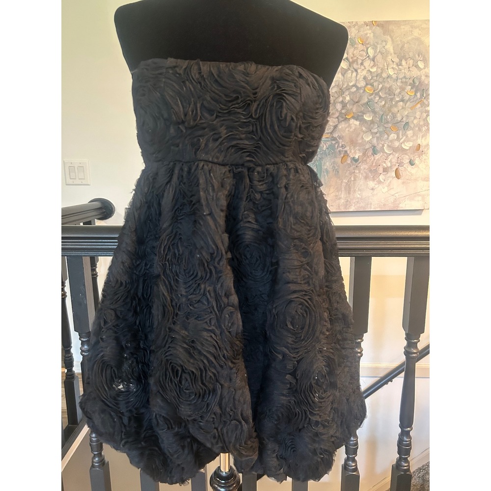 Zara Festive Days Black Rosette Strapless Bubble Hem Mini Dress 9960/754 Medium